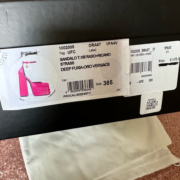 Versace Sandals Sz 8 Pink. Authentic Aevitas Medusa Crystal Ankle-Strap Platform - Picture 16 of 17